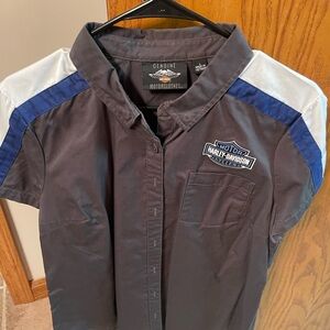 Harley-Davidson Ladies Grey and Blue Casual Shirt